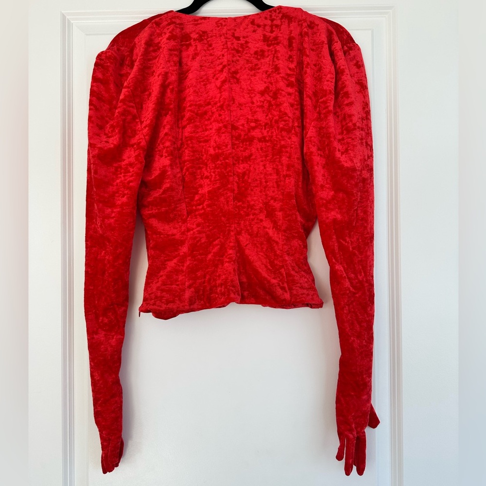 VETEMENTS Gloved Velvet Dynasty Top Red - Picture 3 of 6